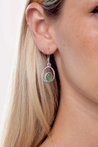 עגילי כסף סטרלינג 925 עם אבן אוונטורין ירוקה טבעית