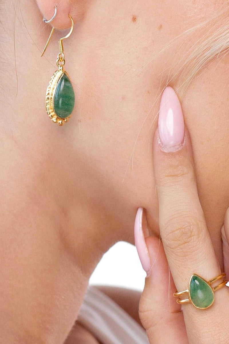 MAR' EARRINGS | AVENTURINE - GOLD