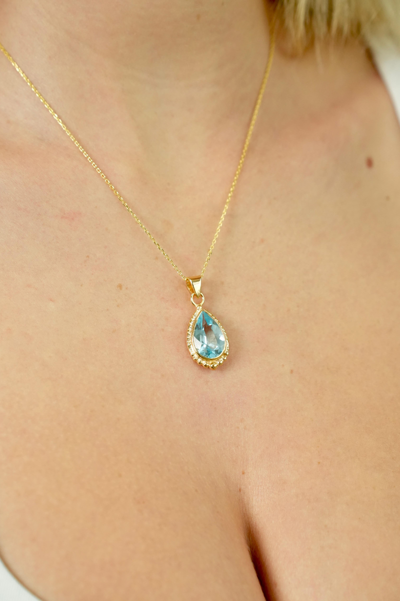 MAR' NECKLACE | BLUE TOPAZ - GOLD